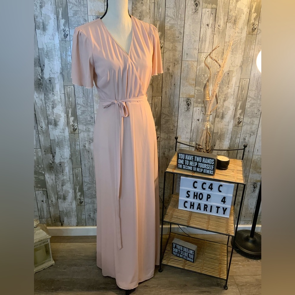 Show Me Your MuMu Pink Flutter Sleeve Wrap Maxi Dress